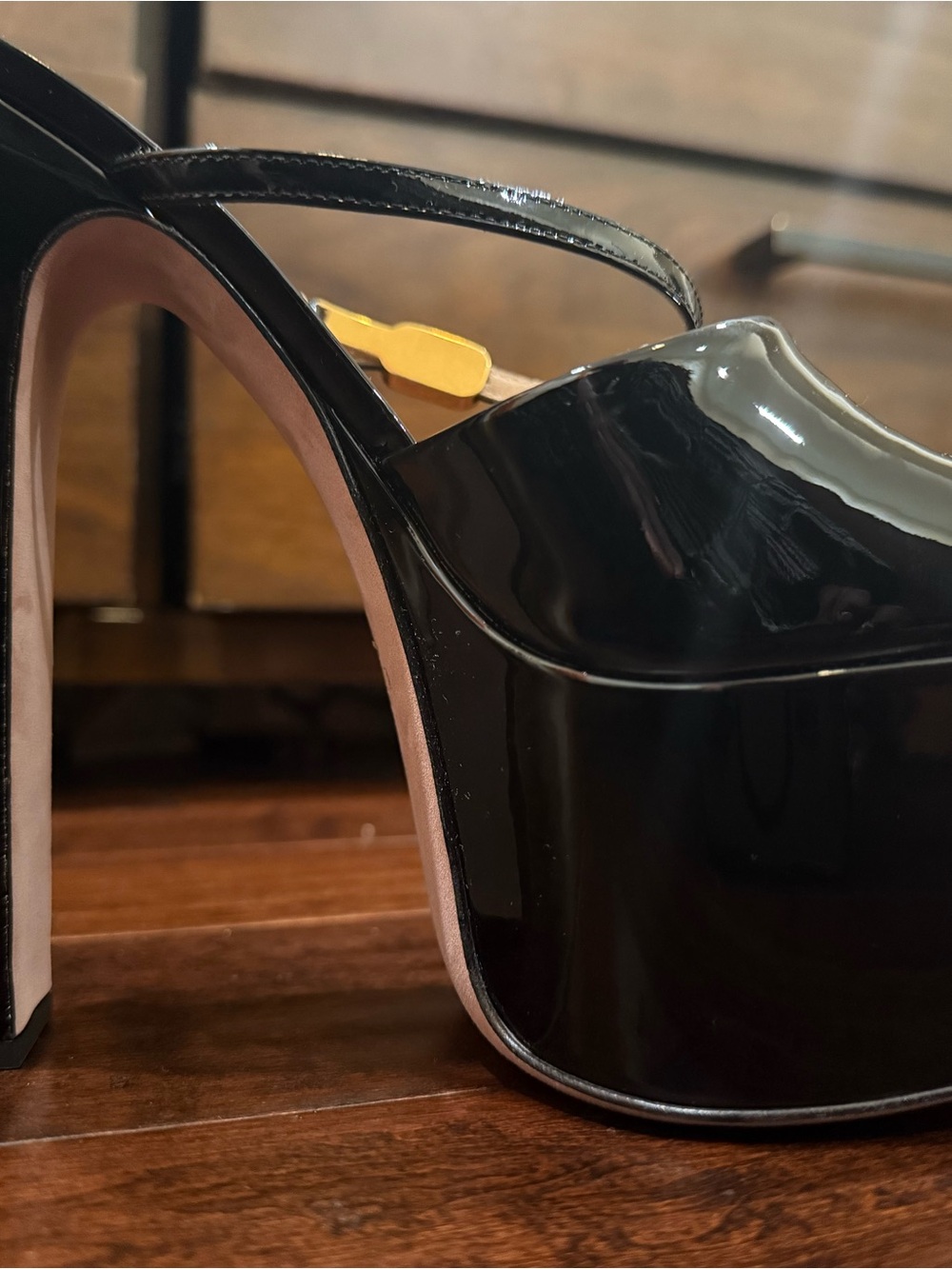 Valentino Garavani Black Patent Platform Mary Jane Heels